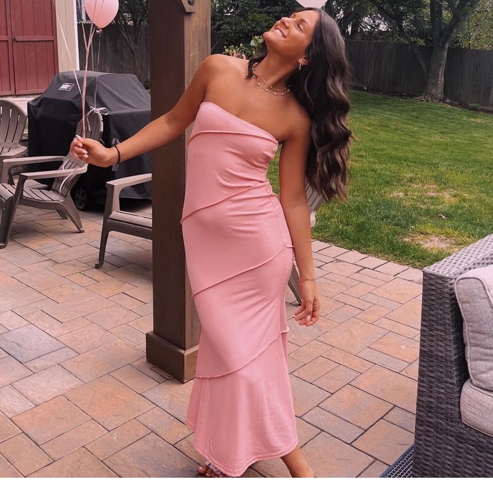 pink long dress